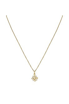 Gold Rhodium Plated Zircon Pendant Chain Necklace Set In Sterling Silver