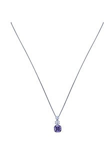 White Gold Plated Purple Zircon Pendant Chain Necklace Set In Sterling Silver