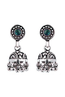 Oxidized Silver Finish Dangler Earrings In Sterling Silver