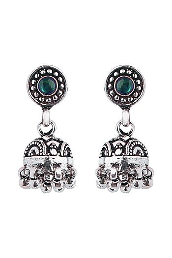 Oxidized Silver Finish Dangler Earrings In Sterling Silver