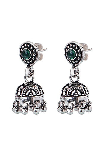Oxidized Silver Finish Dangler Earrings In Sterling Silver
