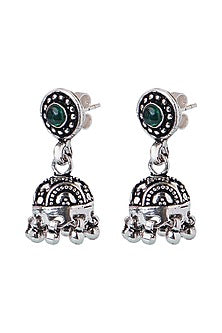 Oxidized Silver Finish Dangler Earrings In Sterling Silver
