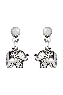 Oxidized Silver Finish Dangler Earrings In Sterling Silver
