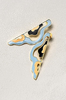 Gold Finish Enameled Folded Waves Earrings