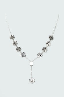 White Rhodium Finish Necklace Set In Sterling Silver