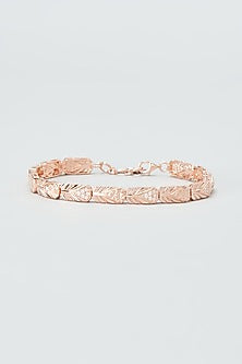Rose Gold Finish Cubic Zirconia Bracelet In Sterling Silver