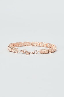 Rose Gold Finish Cubic Zirconia Bracelet In Sterling Silver