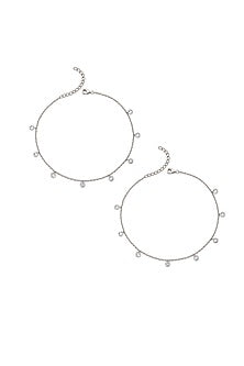 White Finish Crystal Anklets In Sterling Silver (Set of 2)