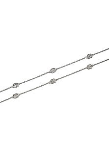 White Finish Crystal Anklets In Sterling Silver (Set of 2)
