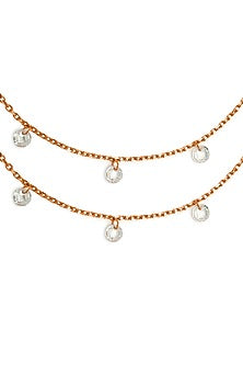 Rose Gold Finish Crystal Anklets In Sterling Silver (Set of 2)