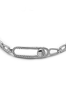 White Finish Crystal Bracelet In Sterling Silver