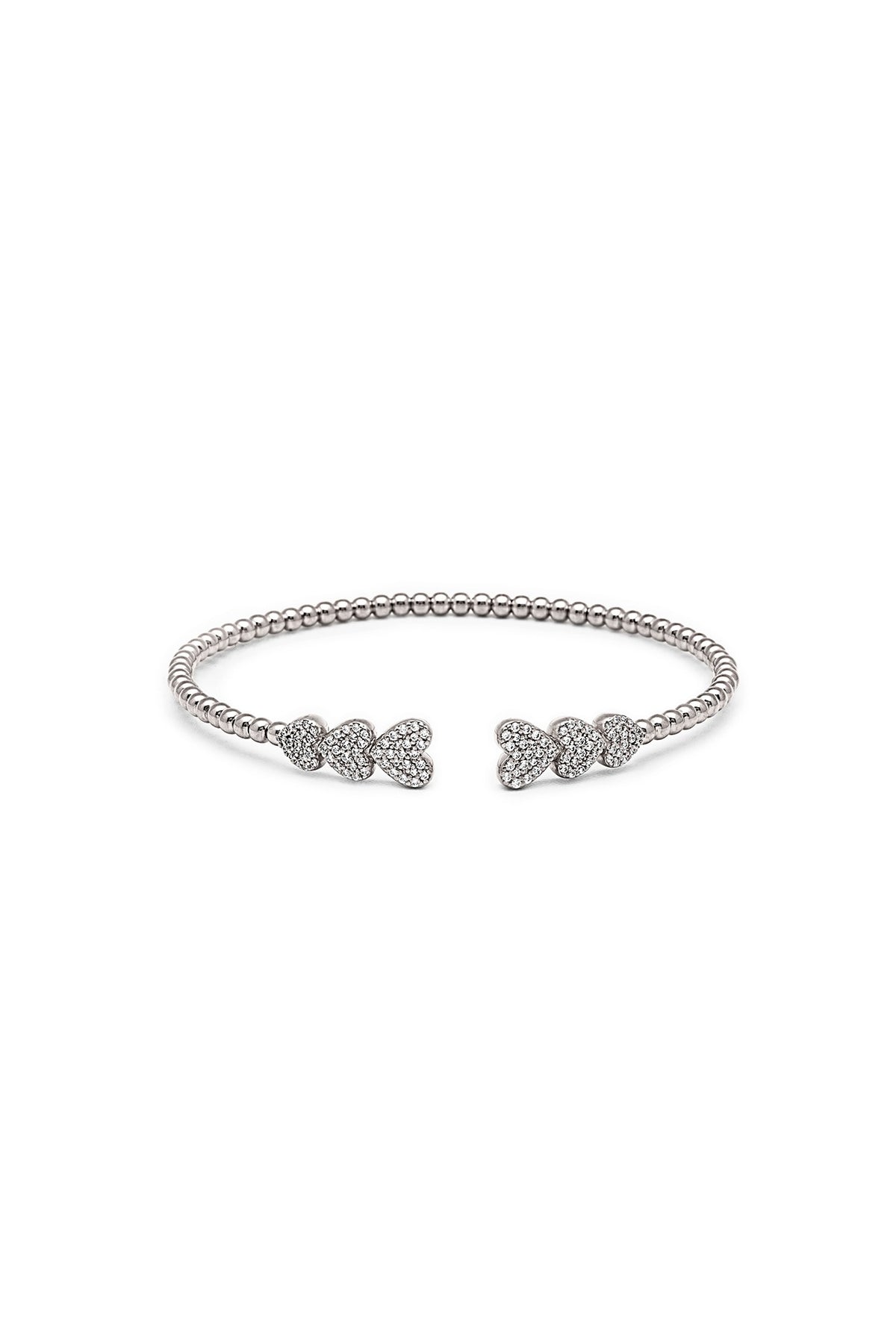 White Finish Crystal Kada In Sterling Silver