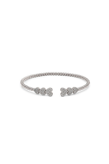 White Finish Crystal Kada In Sterling Silver