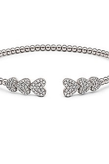White Finish Crystal Kada In Sterling Silver