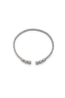 White Finish Crystal Kada In Sterling Silver