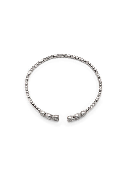 White Finish Crystal Kada In Sterling Silver