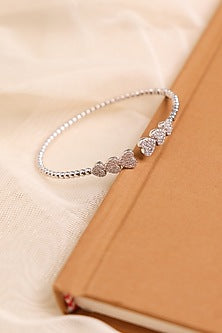 White Finish Crystal Kada In Sterling Silver