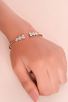 Rose Gold Finish Crystal Kada In Sterling Silver