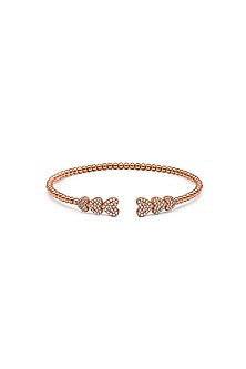 Rose Gold Finish Crystal Kada In Sterling Silver