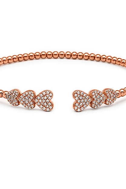 Rose Gold Finish Crystal Kada In Sterling Silver