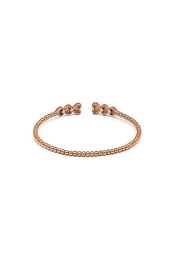 Rose Gold Finish Crystal Kada In Sterling Silver