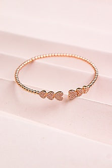 Rose Gold Finish Crystal Kada In Sterling Silver