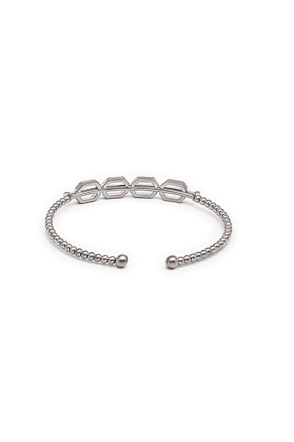 White Finish Crystal Kada In Sterling Silver