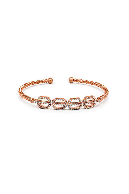 Rose Gold Finish Crystal Kada In Sterling Silver