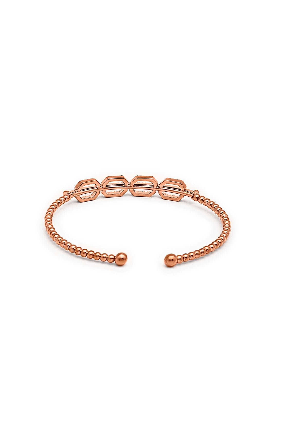 Rose Gold Finish Crystal Kada In Sterling Silver