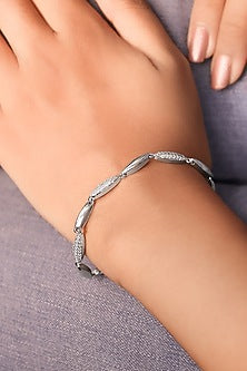 White Finish Crystal Bracelet In Sterling Silver