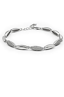 White Finish Crystal Bracelet In Sterling Silver