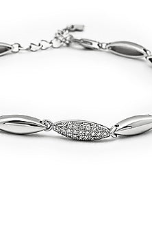 White Finish Crystal Bracelet In Sterling Silver