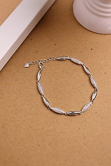 White Finish Crystal Bracelet In Sterling Silver
