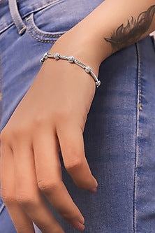 White Finish Crystal Bracelet In Sterling Silver