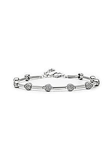 White Finish Crystal Bracelet In Sterling Silver