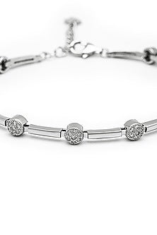 White Finish Crystal Bracelet In Sterling Silver