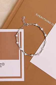 White Finish Crystal Bracelet In Sterling Silver