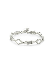 White Finish Crystal Bracelet In Sterling Silver