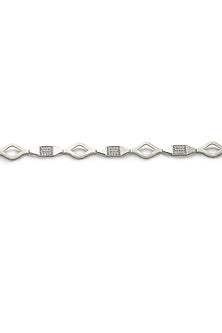White Finish Crystal Bracelet In Sterling Silver