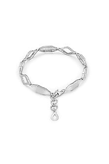 White Finish Crystal Bracelet In Sterling Silver
