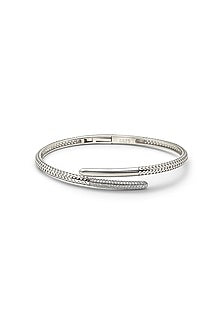 White Finish Crystal Kada In Sterling Silver