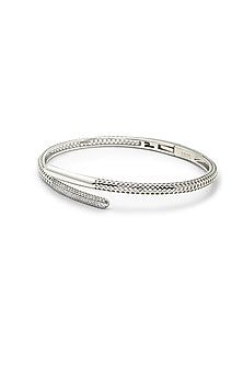 White Finish Crystal Kada In Sterling Silver