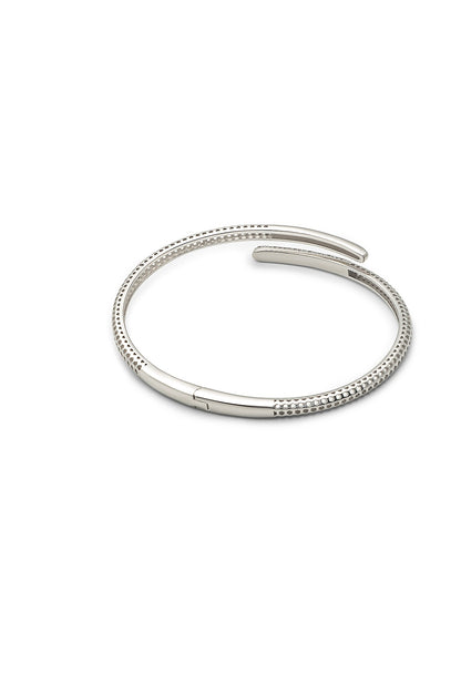 White Finish Crystal Kada In Sterling Silver