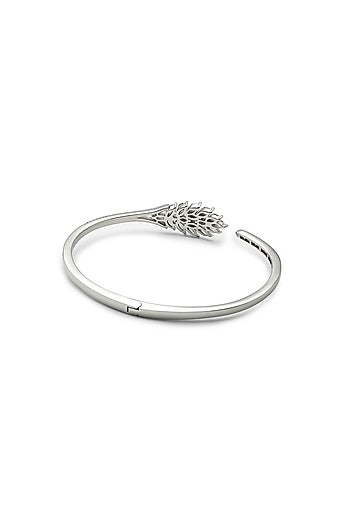 White Finish Crystal Kada In Sterling Silver