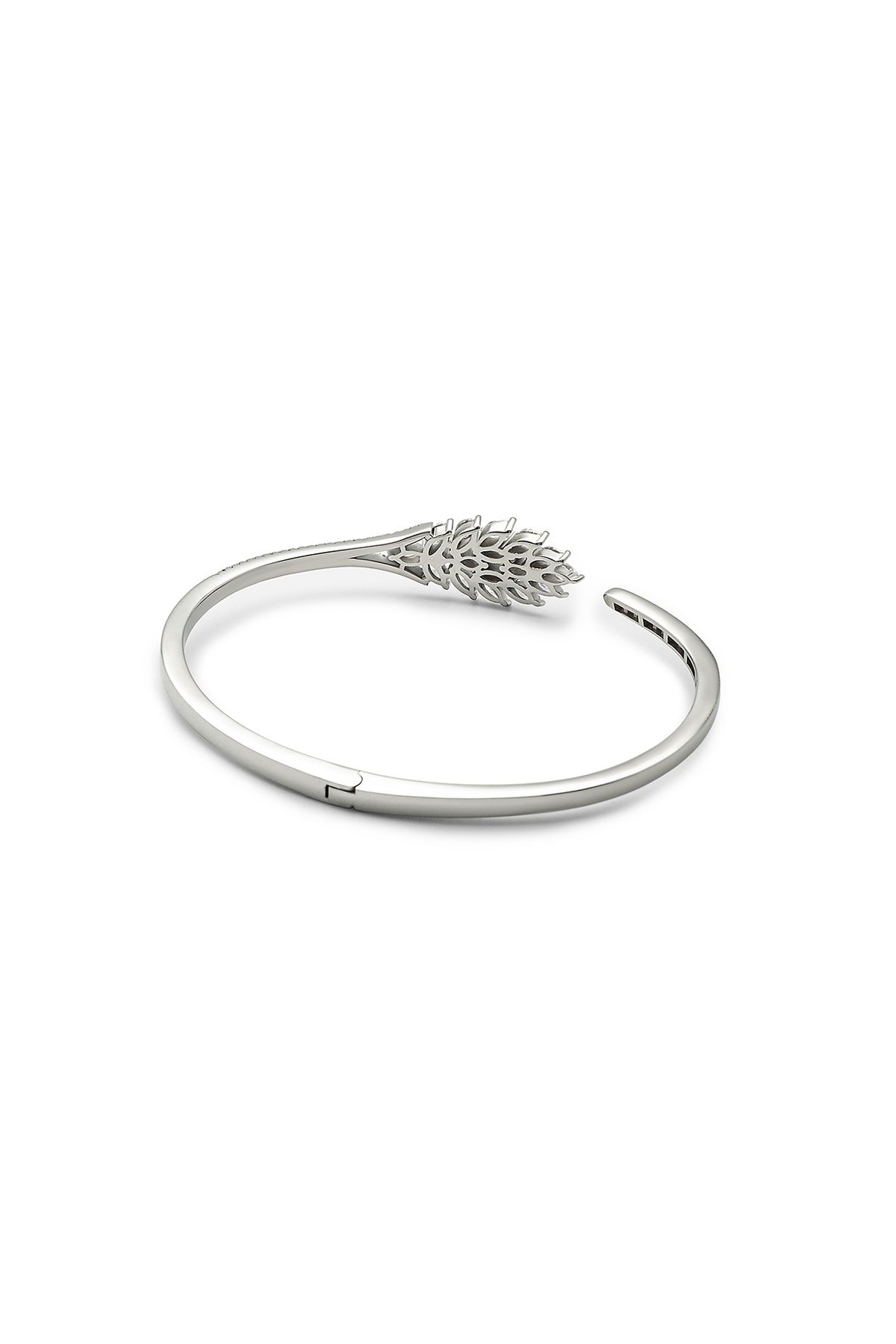White Finish Crystal Kada In Sterling Silver