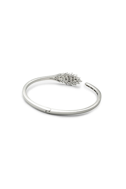 White Finish Crystal Kada In Sterling Silver