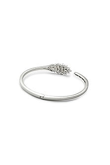 White Finish Crystal Kada In Sterling Silver