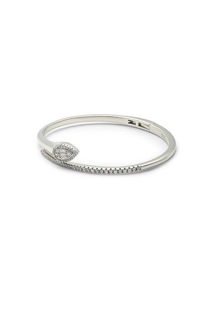 White Finish Crystal Kada In Sterling Silver