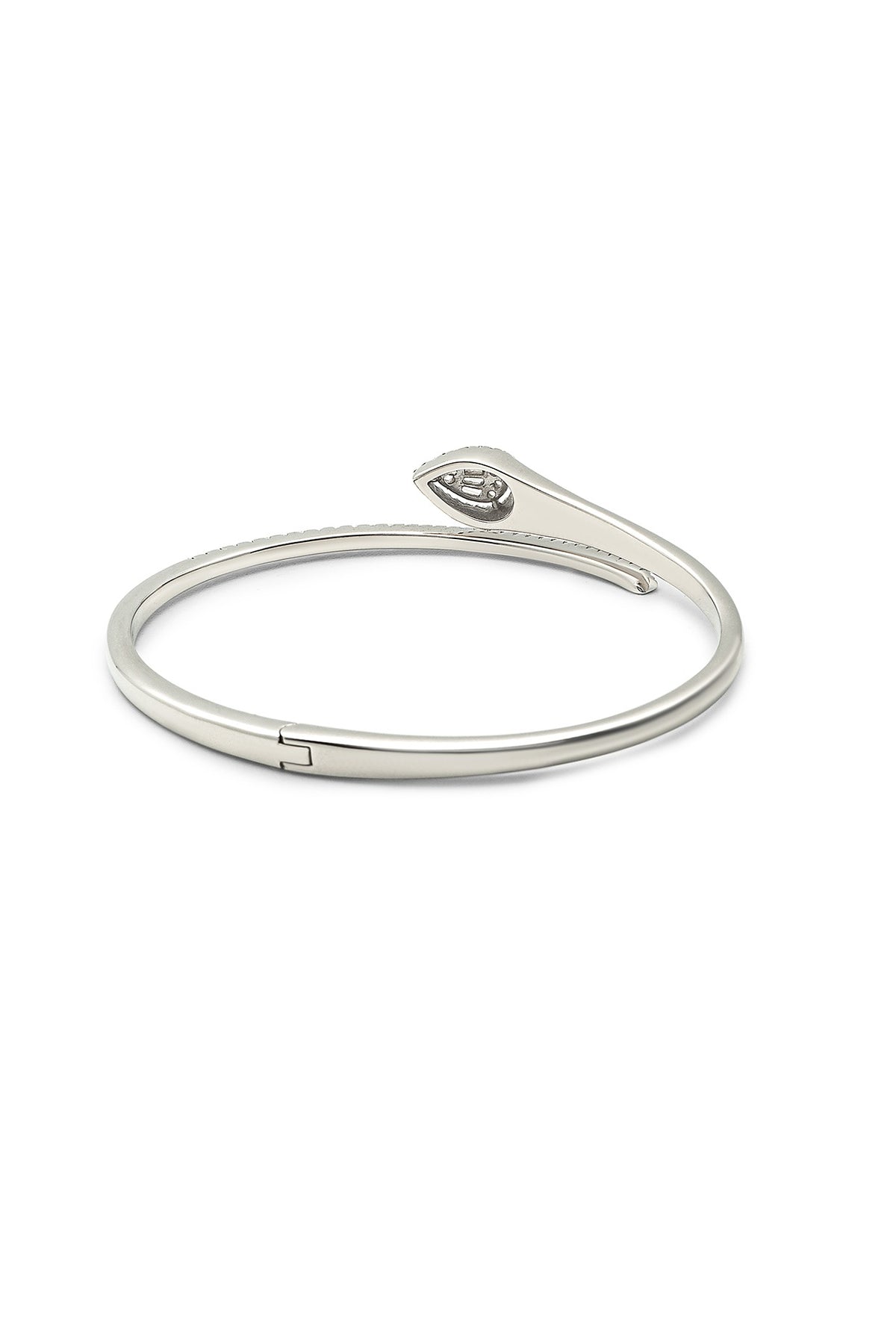 White Finish Crystal Kada In Sterling Silver