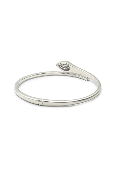 White Finish Crystal Kada In Sterling Silver